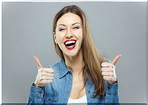 Optimistic woman smiling