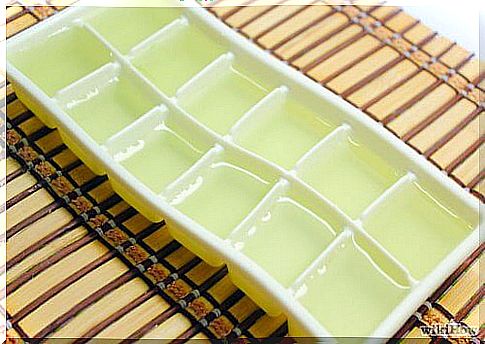 Frozen aloe vera gel in cubes