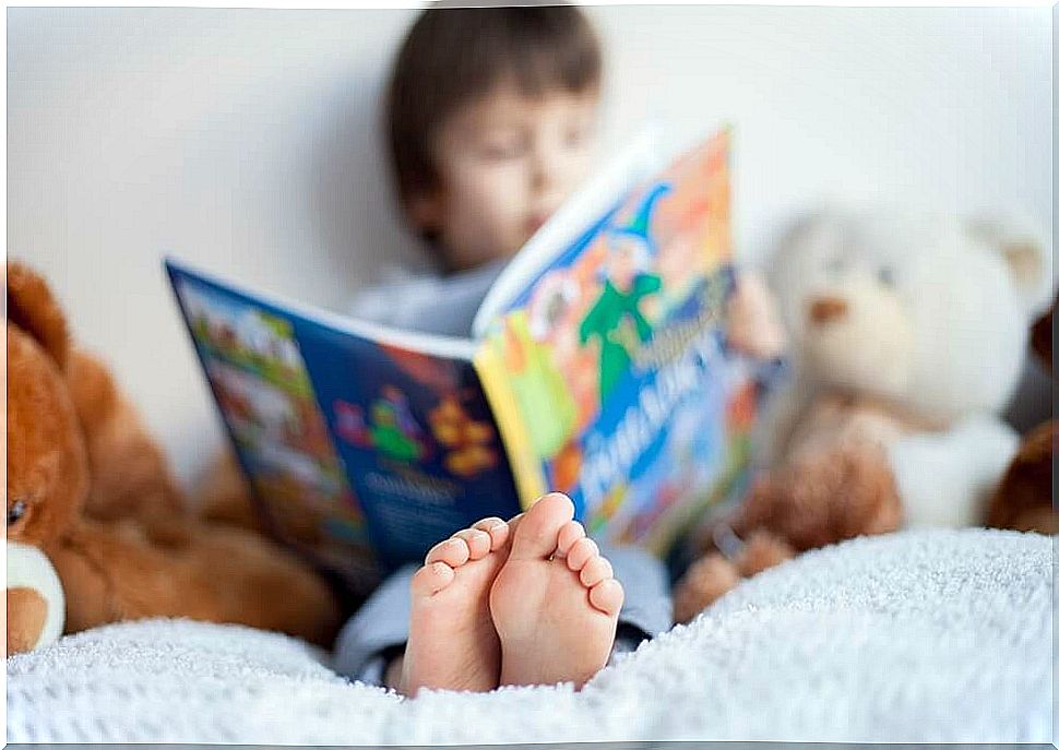 Child reads