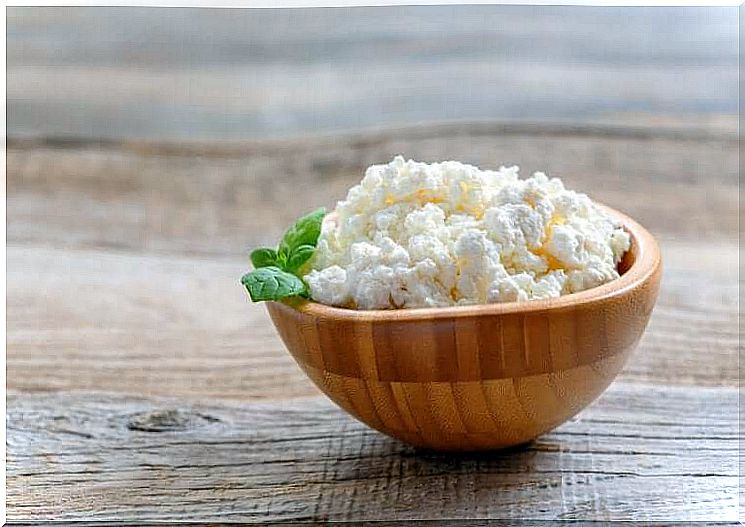 Small bowl with cottage cheese