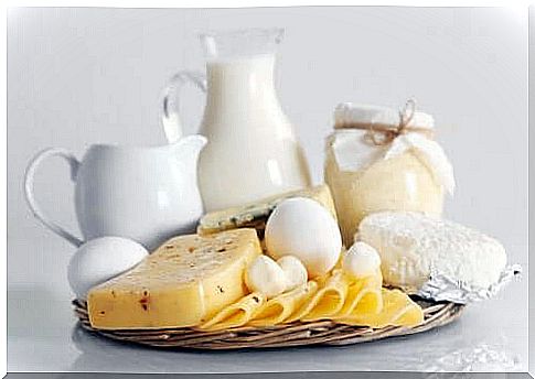 Tray of dairy products