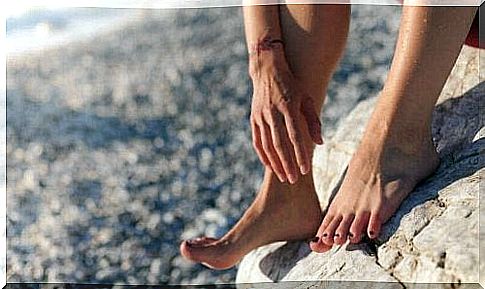 Feet on a rock