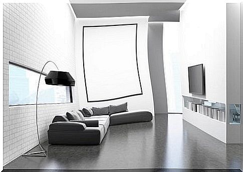 Living room with white walls