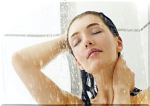 Woman takes a shower