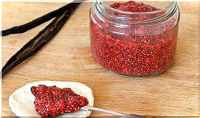 Strawberry jam and chia seeds