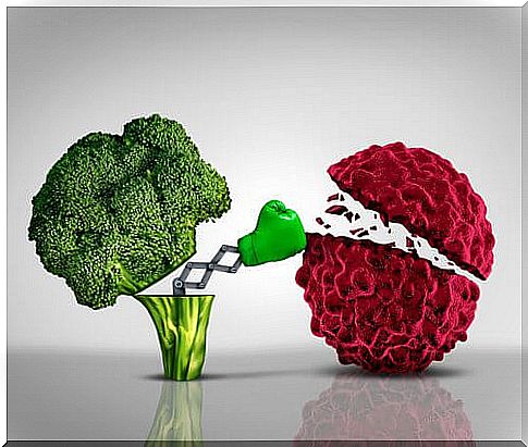 Broccoli punching a cancer cell